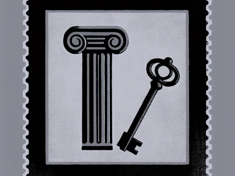 Classical Roman and Greek styled illustration representing How Zero-Coupon Mortgages Work with single Ionic column capital or Roman house key