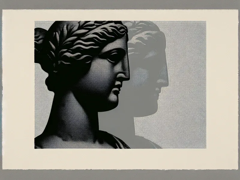 Classical Roman and Greek styled illustration representing ZZZZ Best: The Fraud That Reshaped Australian Corporate Oversight with stack of Roman coins or merchant scales