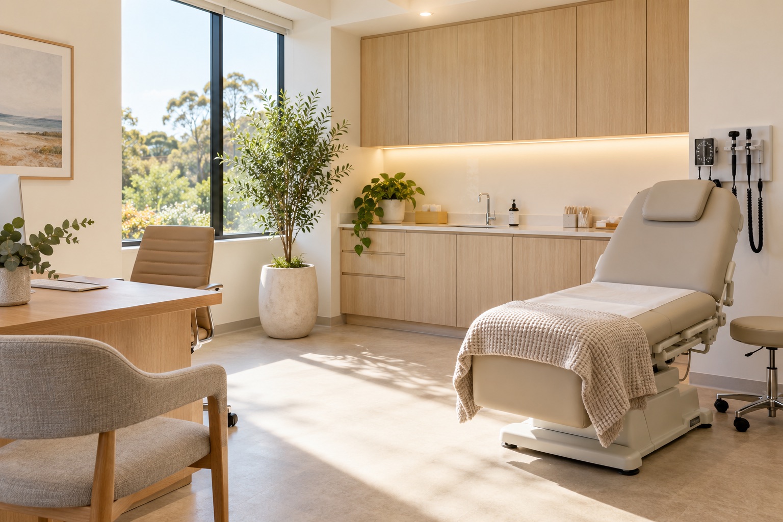 Illustrative consultation room in a welcoming health clinic