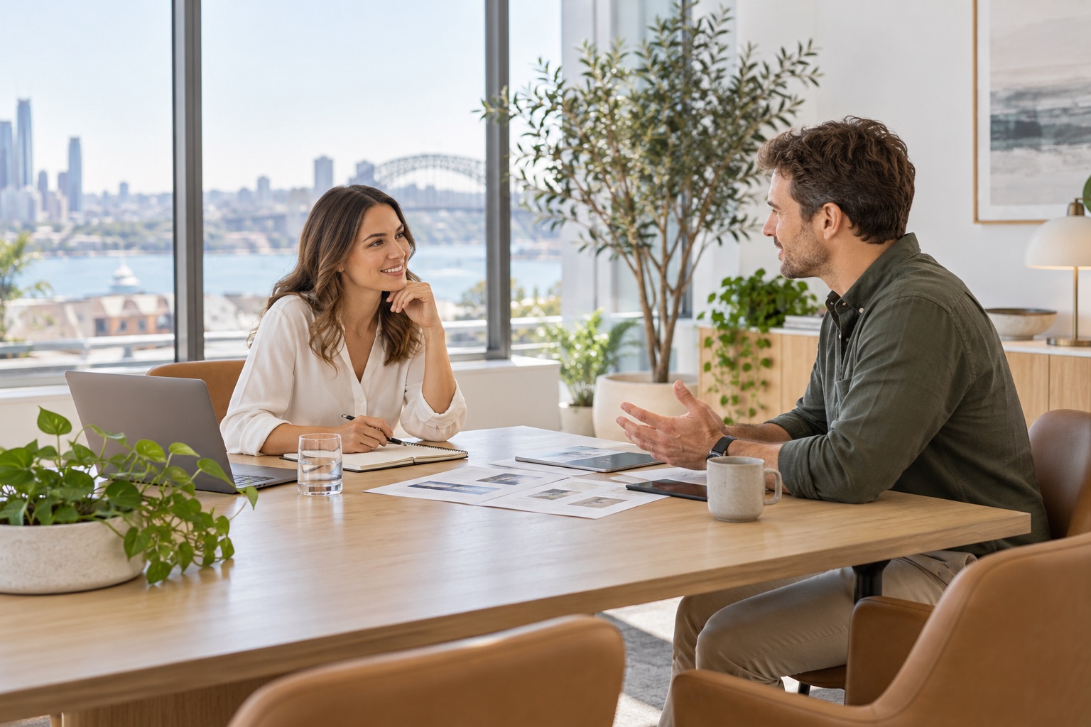 Illustrative consultation in a bright professional office