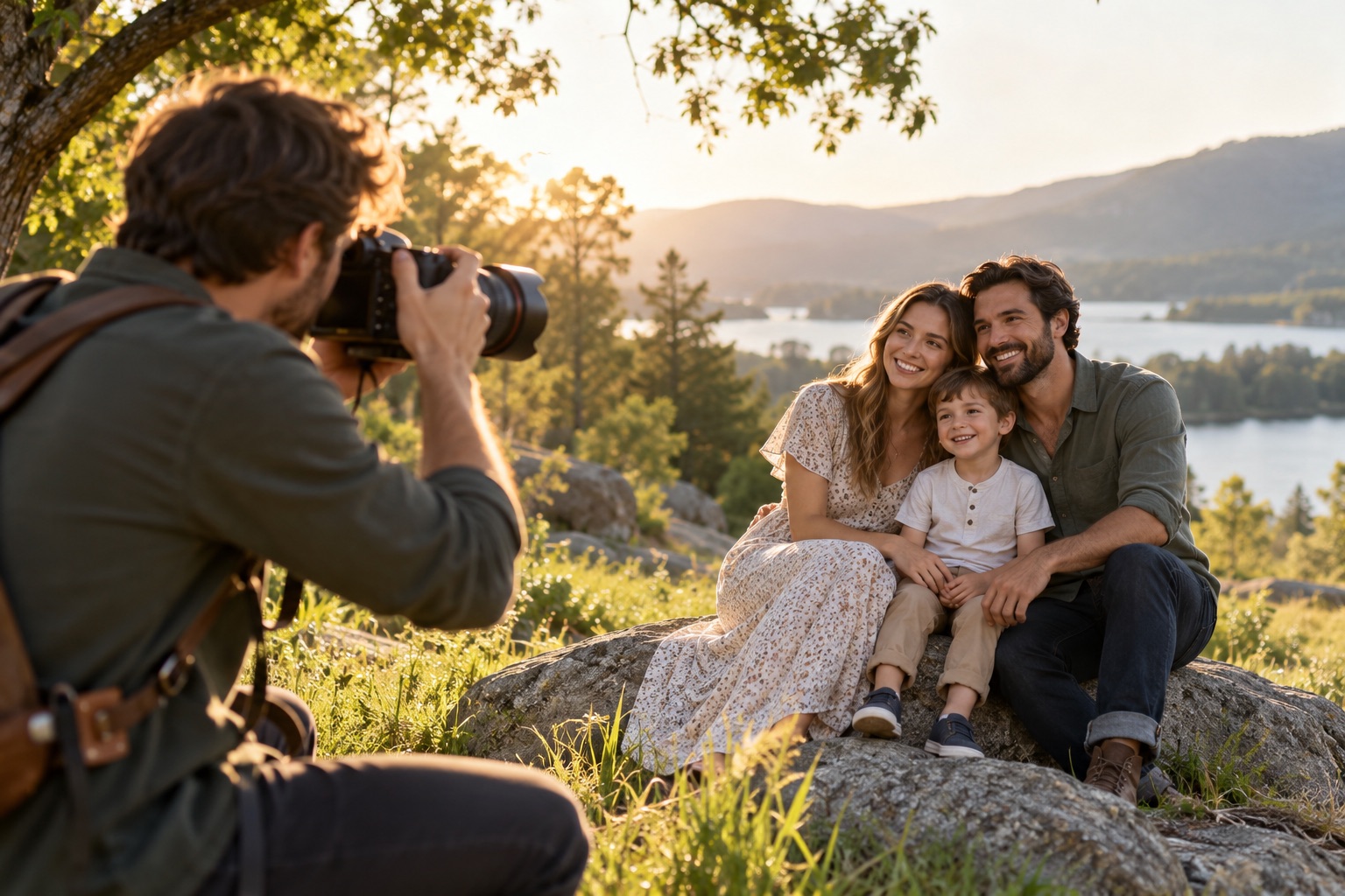 Illustrative photographer taking family portraits outdoors